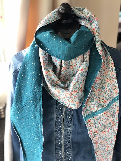 Chèche FLEURS BLEUES