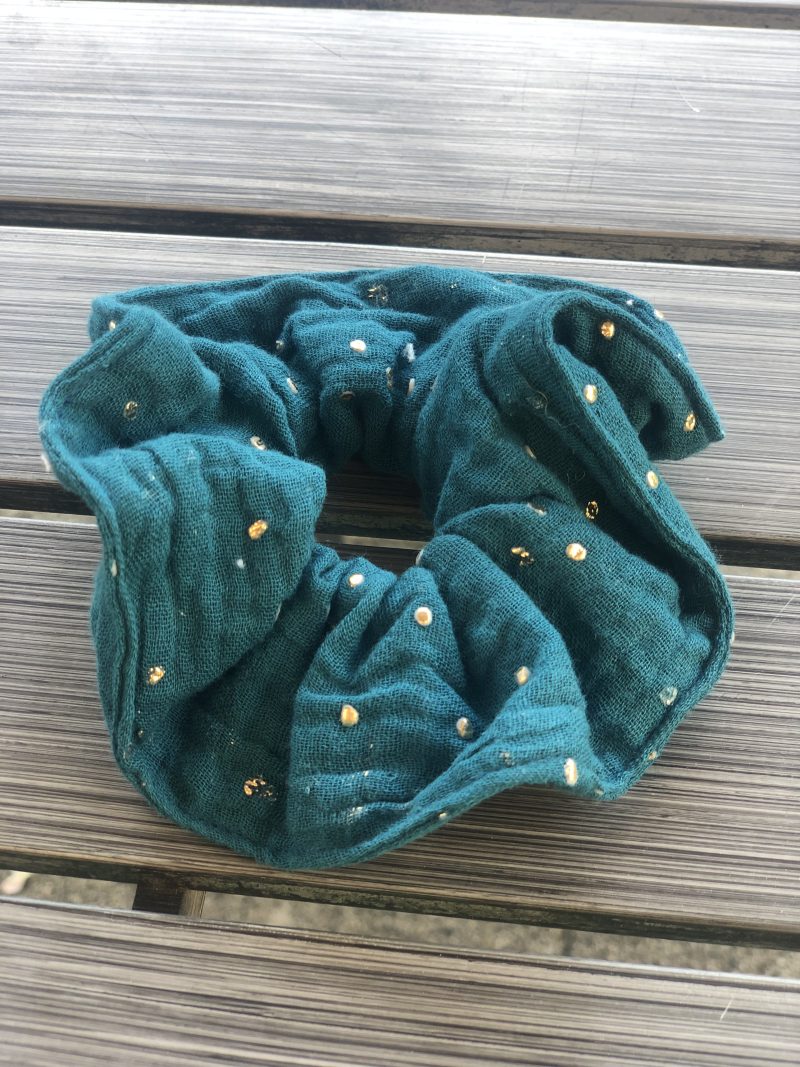 chouchou  double gaze bleu canard
