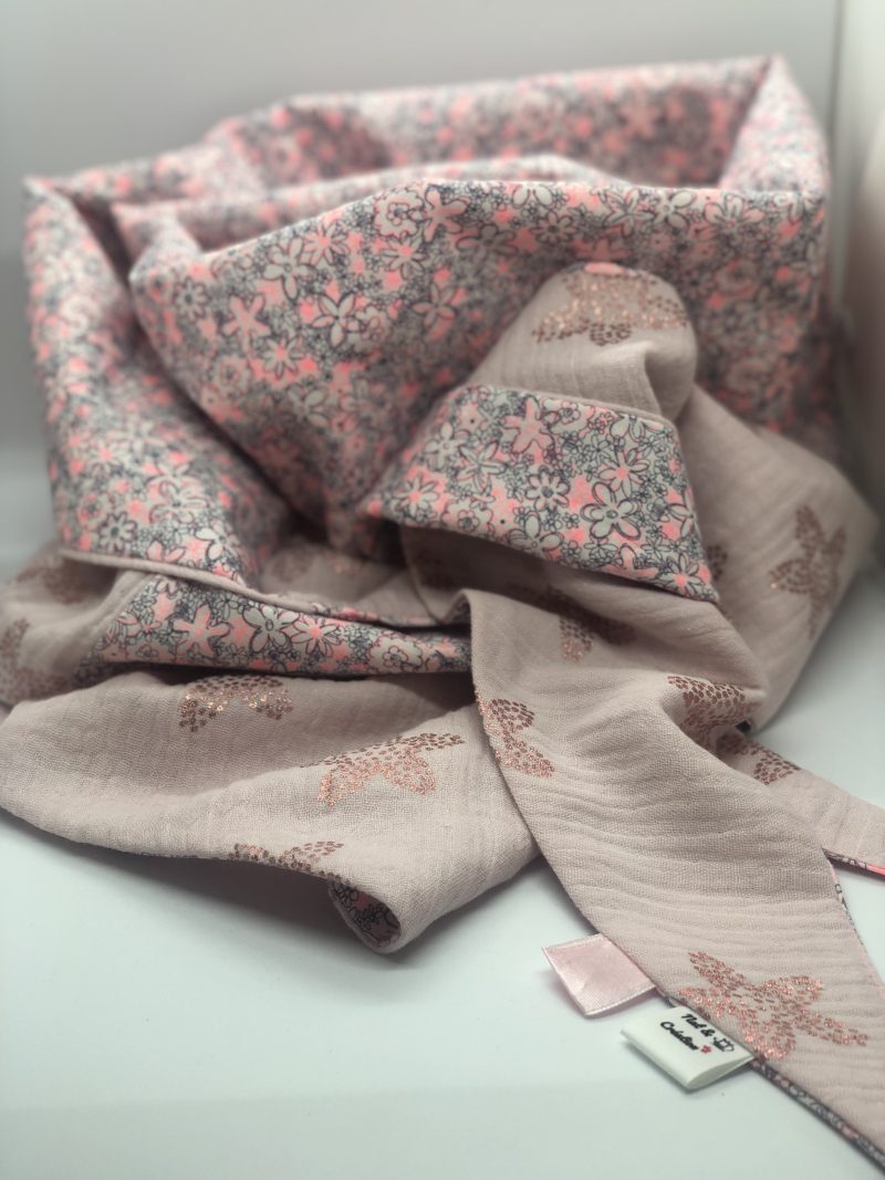 Chèche fleurs rose