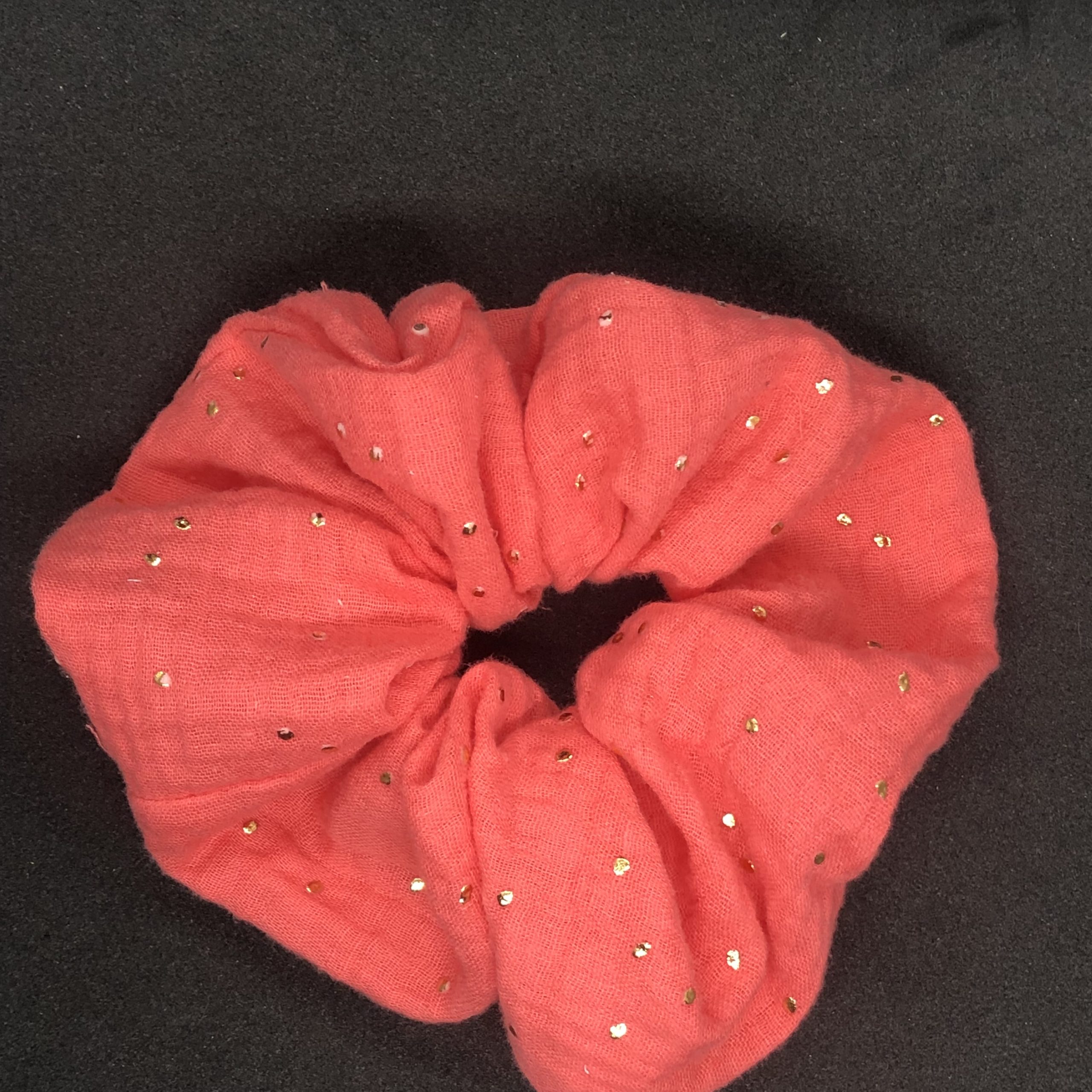 chouchou double gaze corail