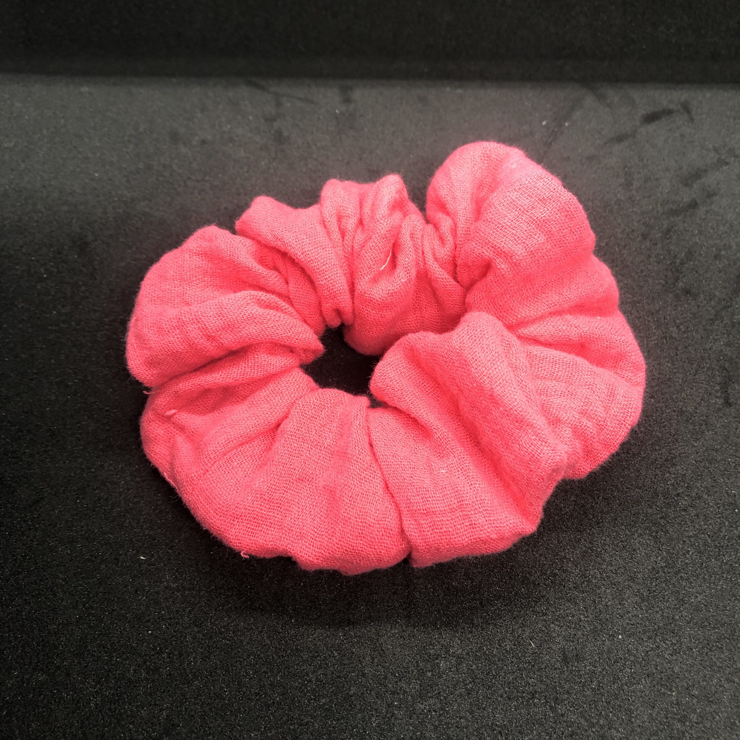 chouchou double gaze rose foncé