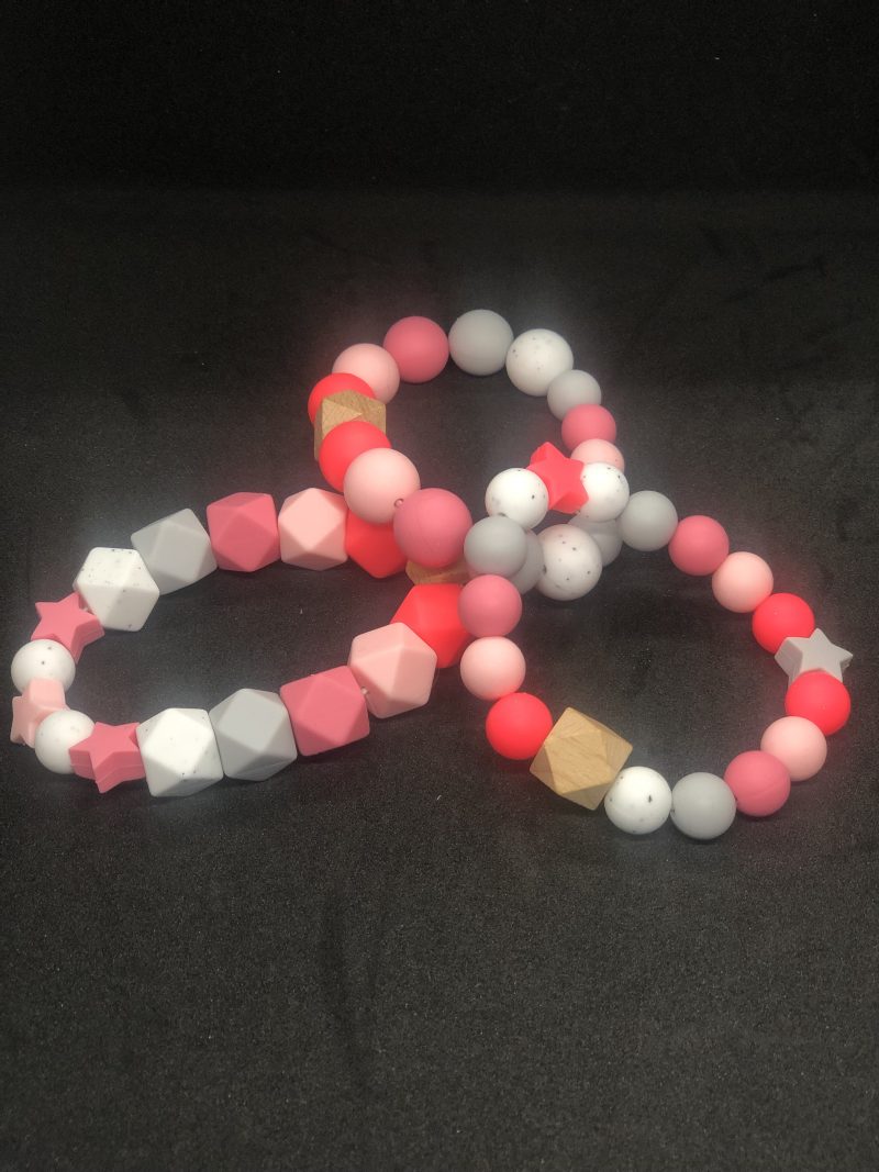 Bracelet perles silicone étoile corail